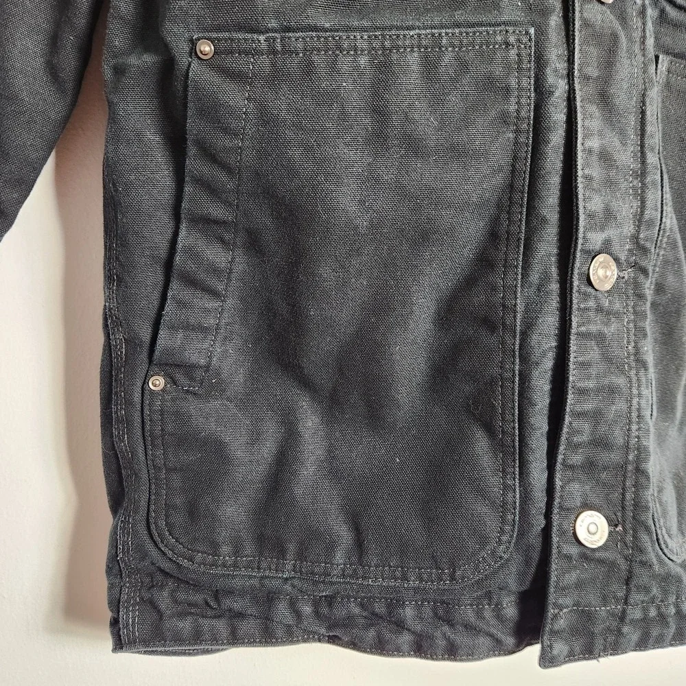 Carhartt Full Swing Jacket Mens Size Small Black Duck Canvas Sherpa‎ Collar Work